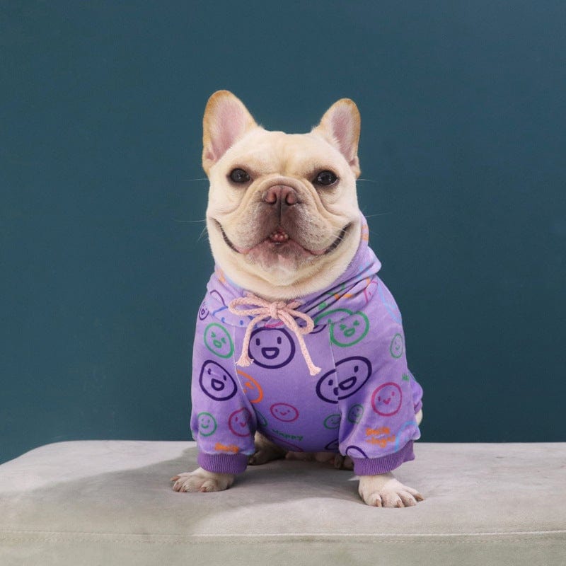 French Bulldog Emoticon Hoodie - Purple / S - Frenchie Complex Shop