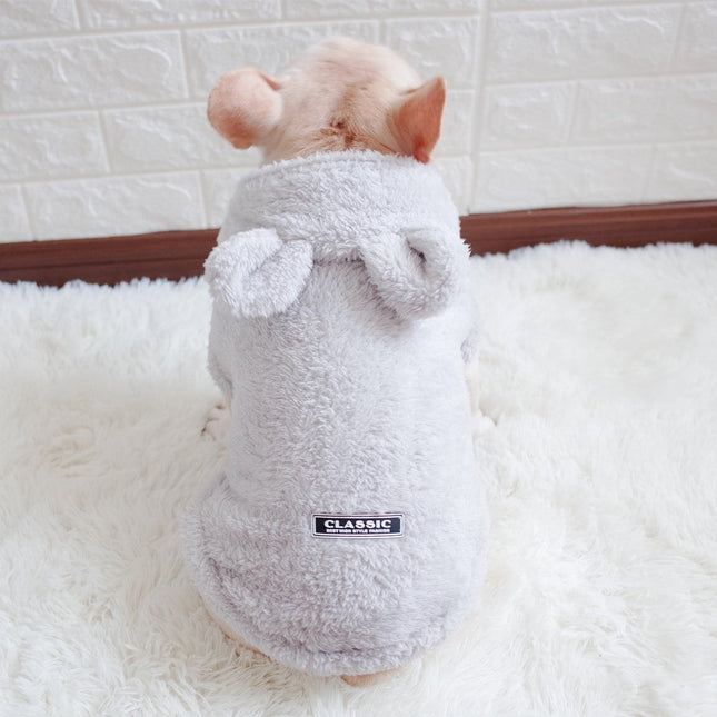Fleece Bear Hooded Vest - Grey / S - Frenchie Complex Shop
