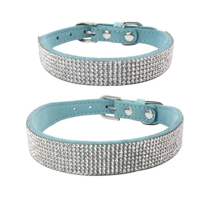 Rhinestone French Bulldog Collar - Blue / XS - Frenchie Complex Shop