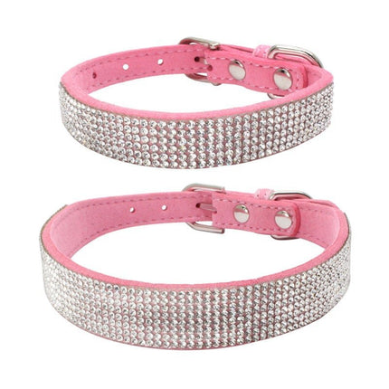 Rhinestone French Bulldog Collar - Pink / XS - Frenchie Complex Shop