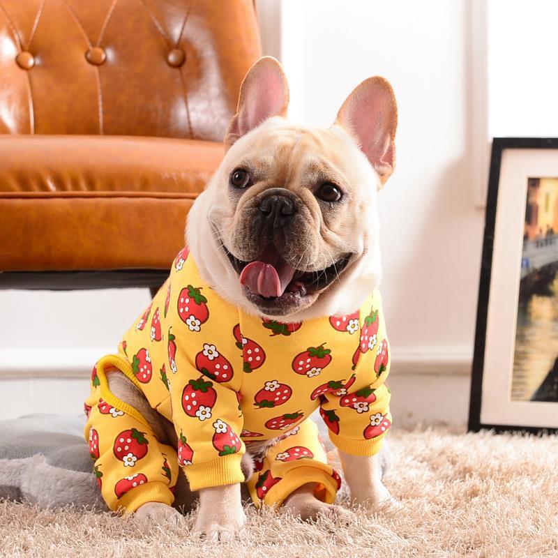 Strawberry French Bulldog Pajama - XS / Yellow - Frenchie Complex Shop