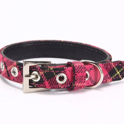 Leather Twill Frenchie Collar - Pink / S - Frenchie Complex Shop