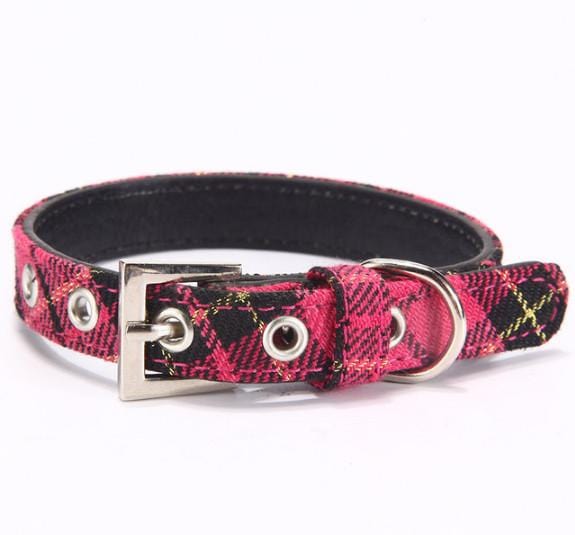 Leather Twill Frenchie Collar - Pink / S - Frenchie Complex Shop