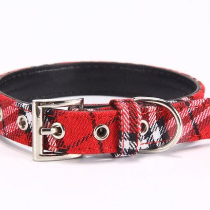 Leather Twill Frenchie Collar - Red / L - Frenchie Complex Shop