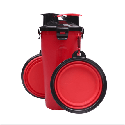2-in-1 Portable Dog Bottle - Red - Frenchie Complex Shop