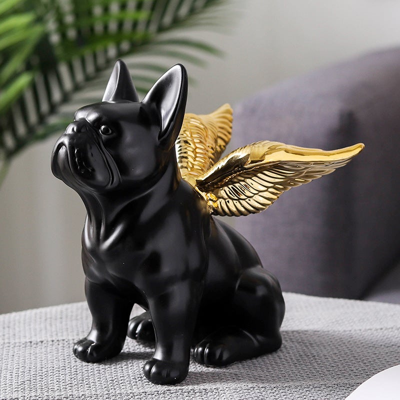 French Bulldog Angel Handmade Statue - Black - Frenchie Complex Shop