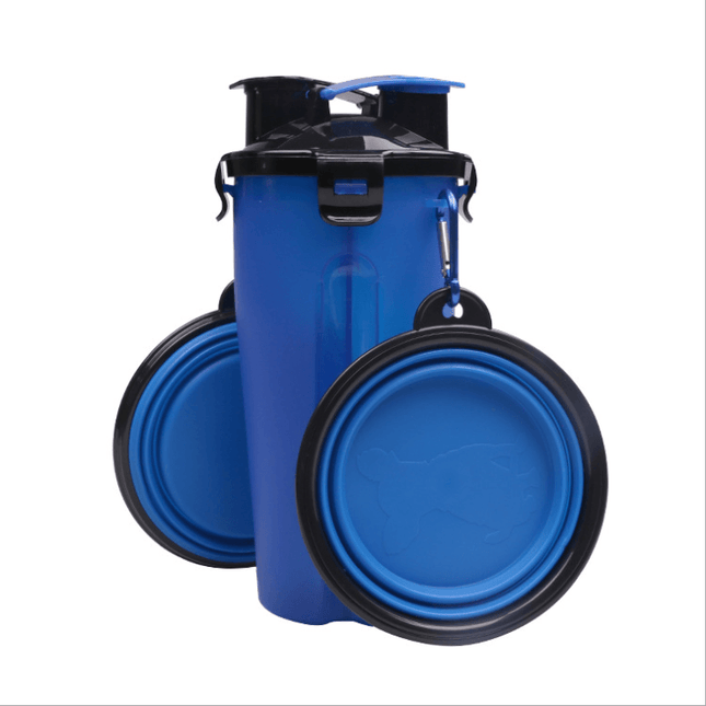 2-in-1 Portable Dog Bottle - Blue - Frenchie Complex Shop