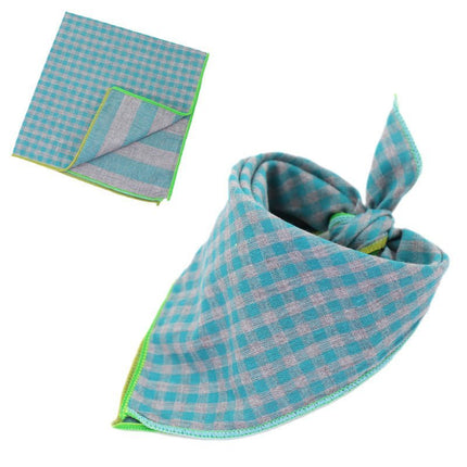 Plaid Cotton French Bulldog Bandanas - Dark Green / 45x45cm - Frenchie Complex Shop