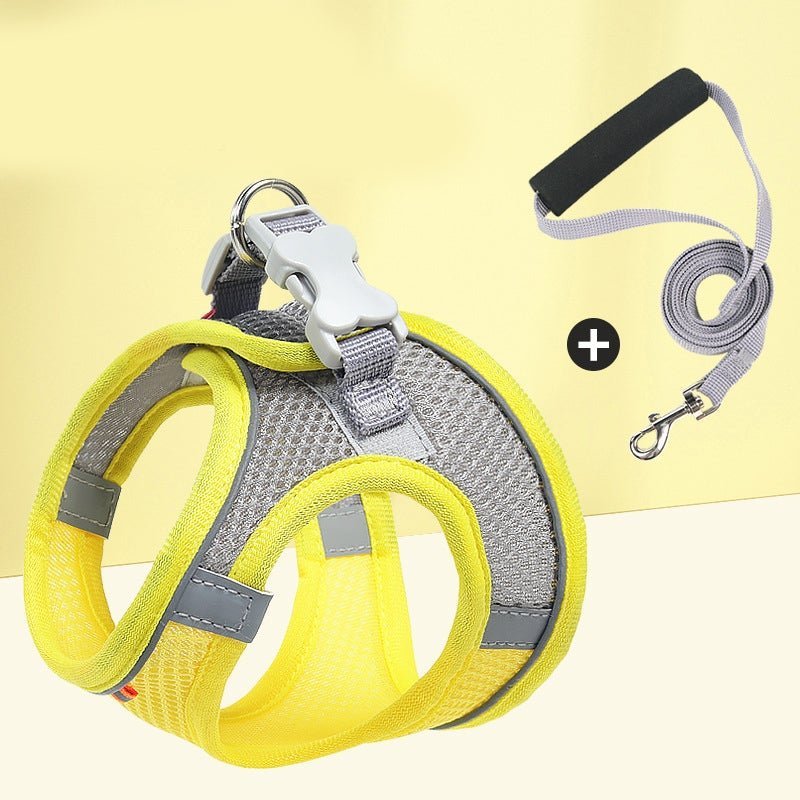 Breathable Frenchie Harness and Leash - Yellow / XXS - Frenchie Complex Shop