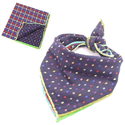 Plaid Cotton French Bulldog Bandanas - Dark Blue / 45x45cm - Frenchie Complex Shop