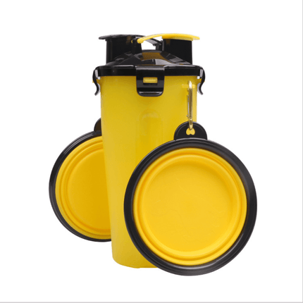 2-in-1 Portable Dog Bottle - Yellow - Frenchie Complex Shop