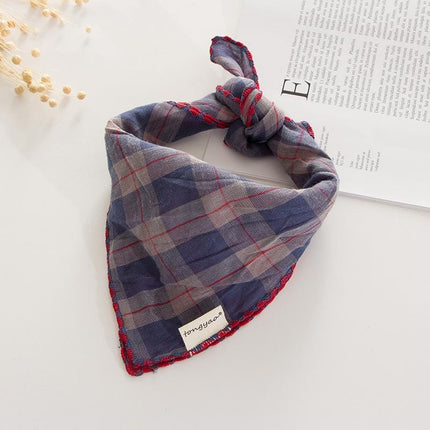 Plaid French Bulldog Bandana - Red / 45x45cm - Frenchie Complex Shop