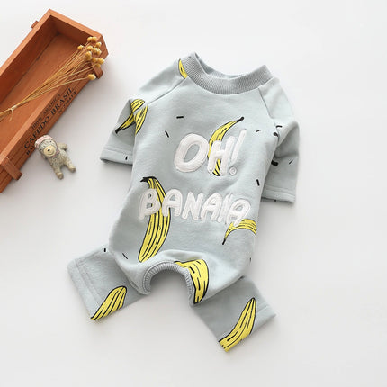 Banana French Bulldog Pajama - S / Light blue - Frenchie Complex Shop