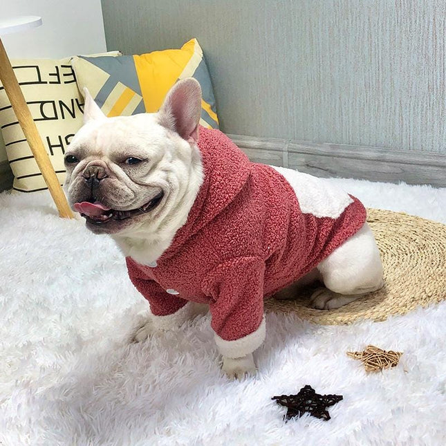 Plush Hooded Frenchie Sweater - Red / M - Frenchie Complex Shop