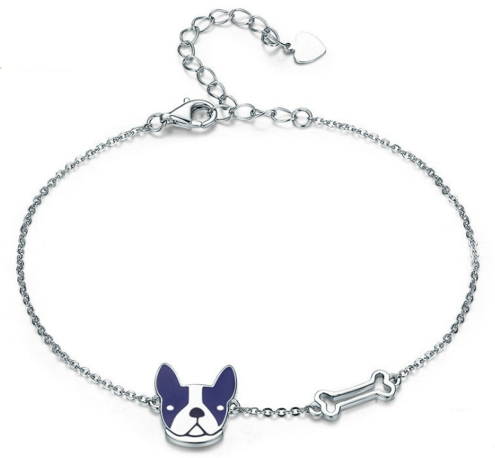 French Bulldog 925 Sterling Silver Bracelet - 22cm - Frenchie Complex Shop