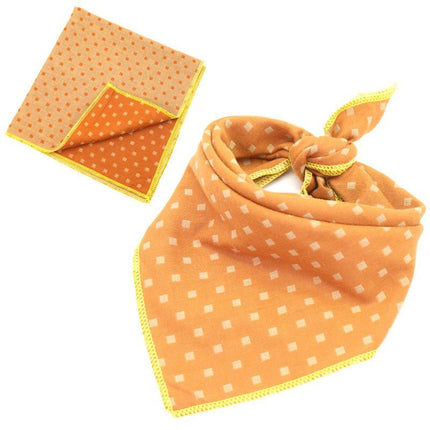 Plaid Cotton French Bulldog Bandanas - Orange / 45x45cm - Frenchie Complex Shop