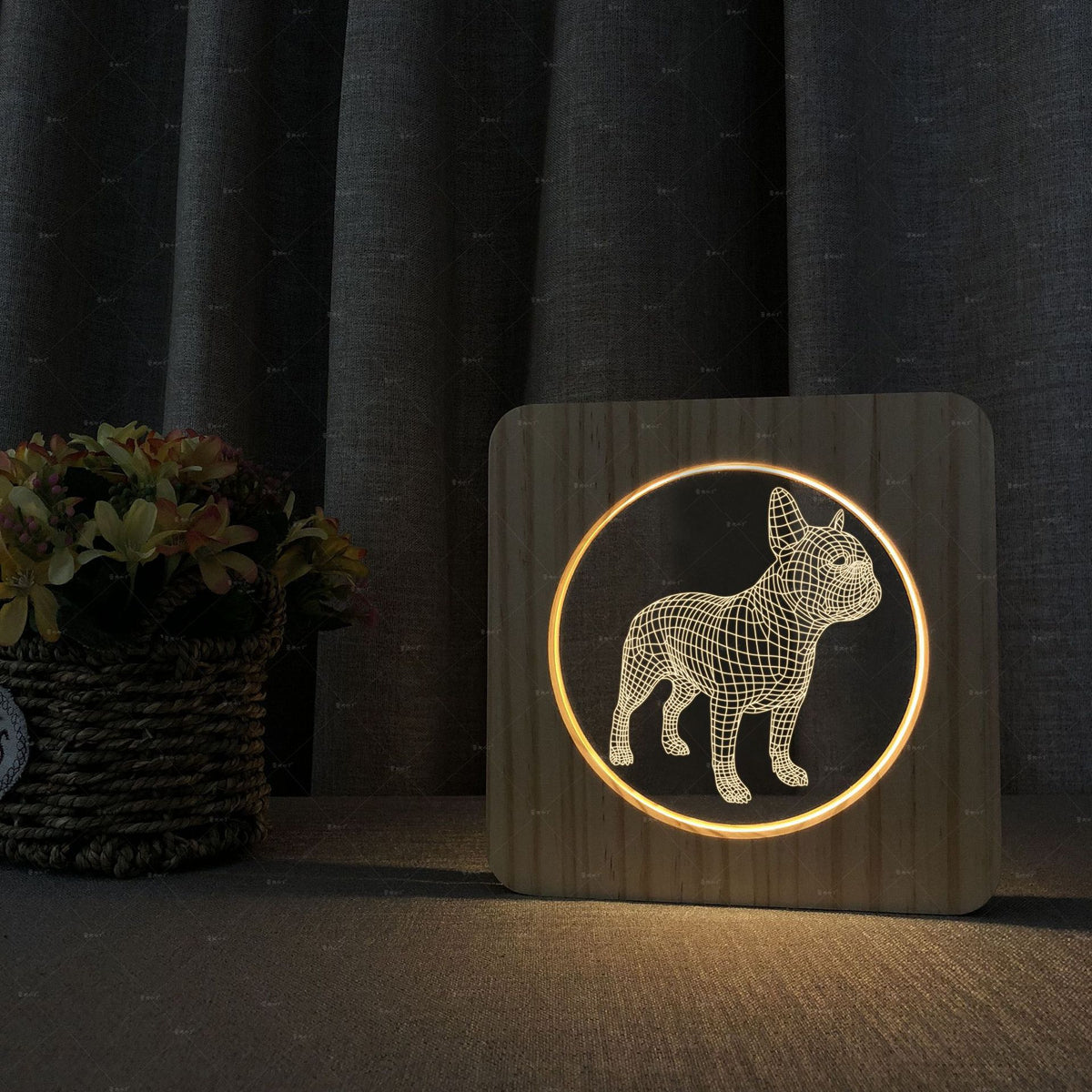 French Bulldog 3D Wood Acrylic Lamp - 5v1A 3.3V - Frenchie Complex Shop
