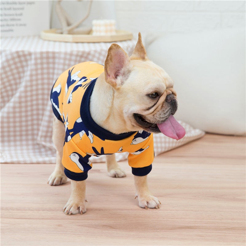 Birds French Bulldog Sweater - Yellow / S - Frenchie Complex Shop