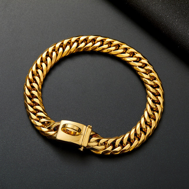 French Bulldog Chain Collar Stainless Steel 18K Gold Plated - 16 inches/41cm / Gold - Frenchie Complex Shop
