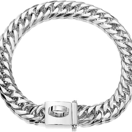 French Bulldog Chain Collar Stainless Steel 18K Gold Plated - 16 inches/41cm / Silver - Frenchie Complex Shop