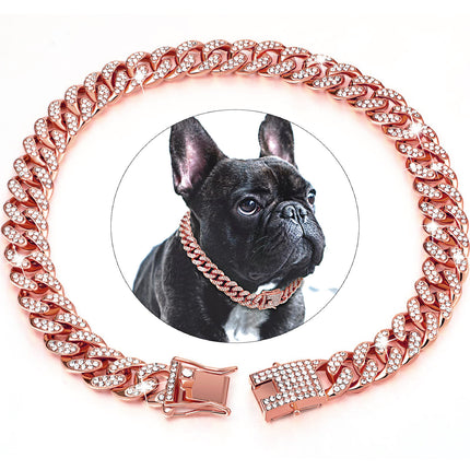 Cuban French Bulldog Collar - 25cm-10inch / Rose red - Frenchie Complex Shop
