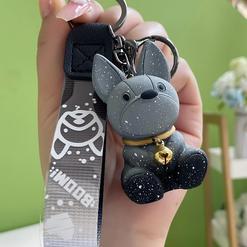 French Bulldog Love PU Leather Keychains Gray