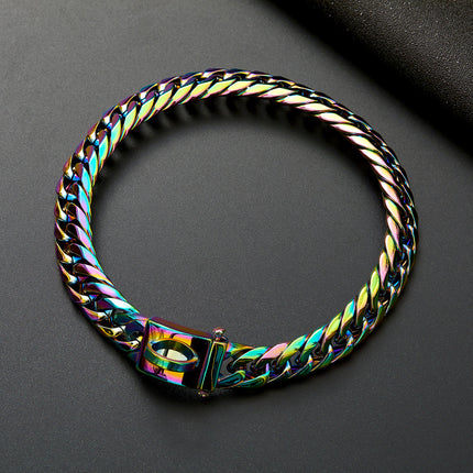 French Bulldog Chain Collar Stainless Steel 18K Gold Plated - 16 inches/41cm / Colorful - Frenchie Complex Shop