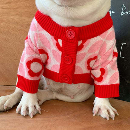Red Flower Frenchie Sweater - Frenchie Complex Shop