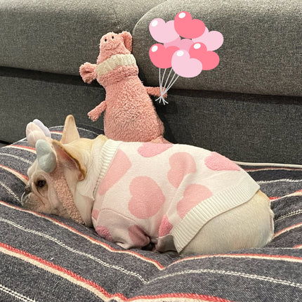 Pink Hearts French Bulldog Sweater - Frenchie Complex Shop