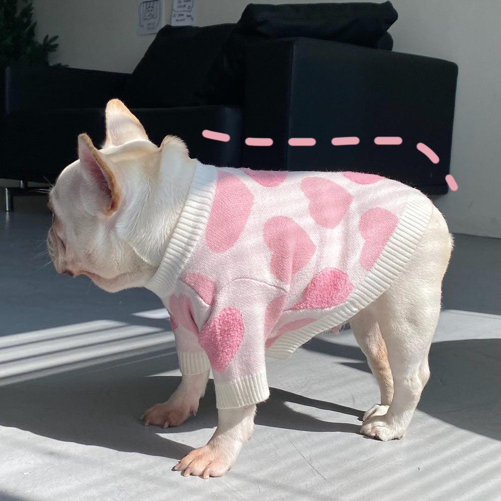 Pink Hearts French Bulldog Sweater - Frenchie Complex Shop