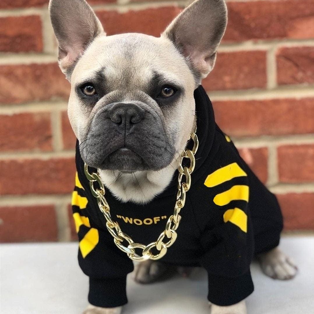 The Woof French Bulldog Hoodie - Yellow / M - Frenchie Complex Shop