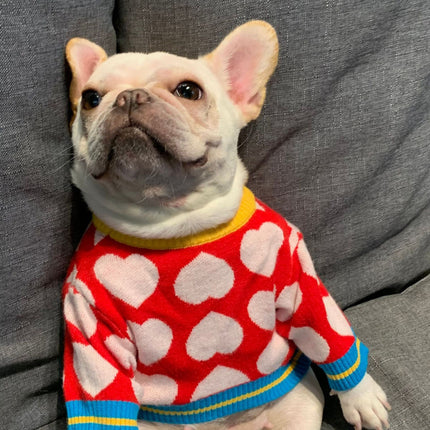 Wool French Bulldog Hearts Sweater - Frenchie Complex Shop
