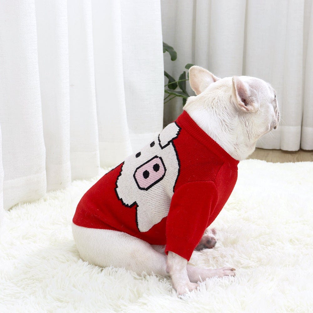 Wool Pig French Bulldog Sweater - Red / S - Frenchie Complex Shop