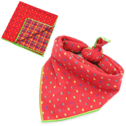 Plaid Cotton French Bulldog Bandanas - Red / 45x45cm - Frenchie Complex Shop