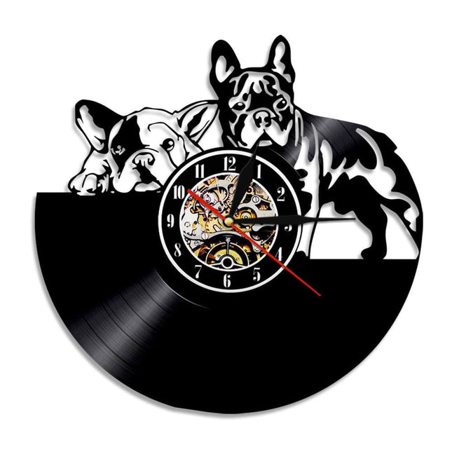 Vintage French Bulldog Wall Clock - Black / No LED Light - Frenchie Complex Shop
