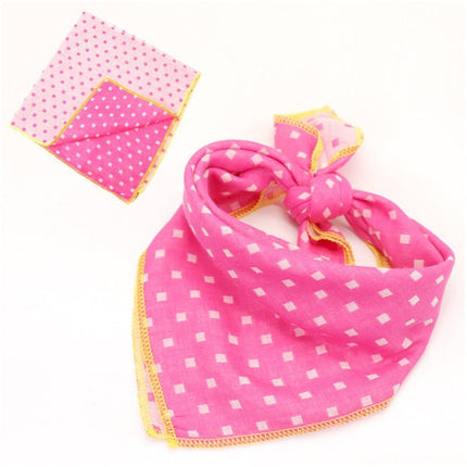 Plaid Cotton French Bulldog Bandanas - Pink / 45x45cm - Frenchie Complex Shop