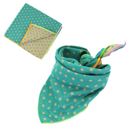 Plaid Cotton French Bulldog Bandanas - Green Dots / 45x45cm - Frenchie Complex Shop