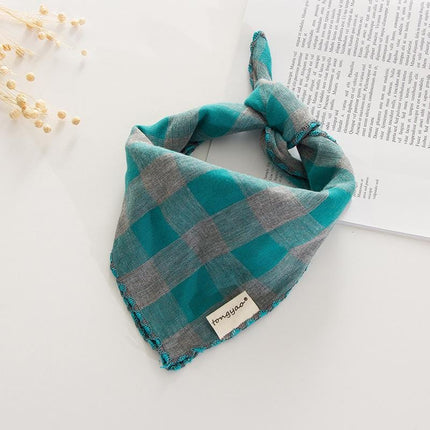 Plaid French Bulldog Bandana - Green / 45x45cm - Frenchie Complex Shop