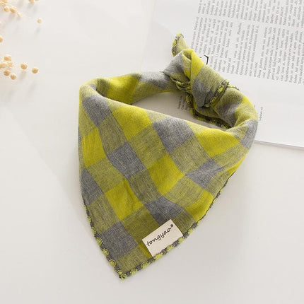 Plaid French Bulldog Bandana - Yellow / 45x45cm - Frenchie Complex Shop
