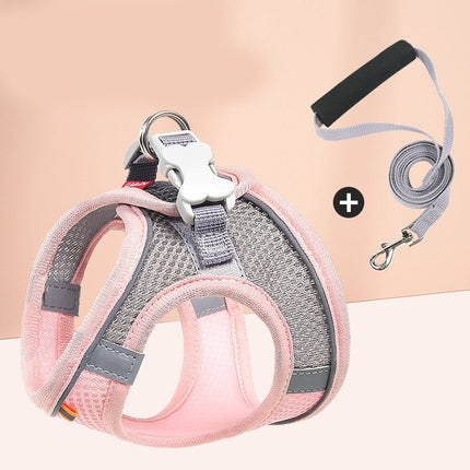 Breathable Frenchie Harness and Leash - Pink / XXS - Frenchie Complex Shop