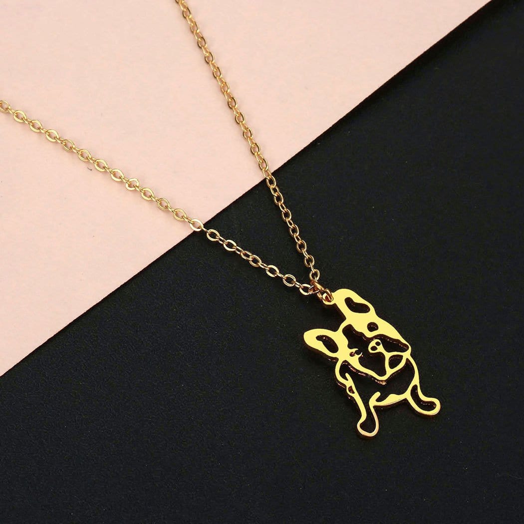 Stainless Steel Frenchie Necklace - Gold - Frenchie Complex Shop