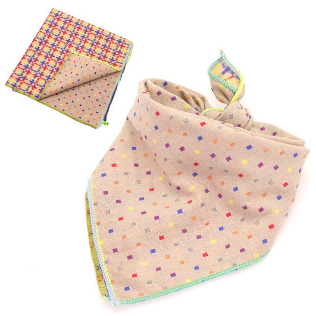 Plaid Cotton French Bulldog Bandanas - Beige / 45x45cm - Frenchie Complex Shop