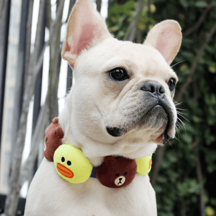 Cartoon French Bulldog Collars - XS / Brown bear and yellow duck - Frenchie Complex Shop