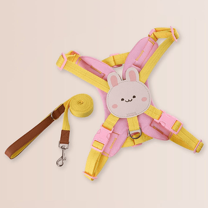 Cartoon French Bulldog Harness & Leash - Pink / S - Frenchie Complex Shop