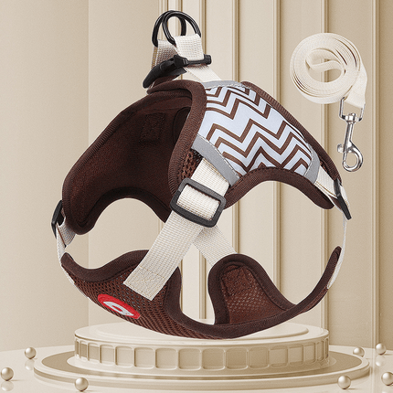 Breathable Adjustable French Bulldog Harness - Brown / S - Frenchie Complex Shop