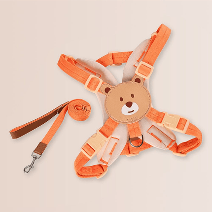 Cartoon French Bulldog Harness & Leash - Beige / S - Frenchie Complex Shop