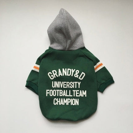Football French Bulldog Hoodie - Green / XS - Frenchie Complex Shop