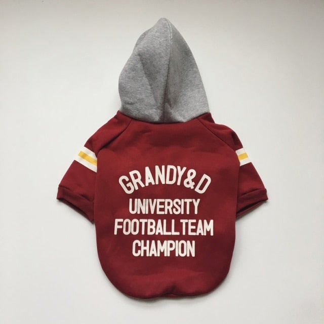 Football French Bulldog Hoodie - Red / XS - Frenchie Complex Shop